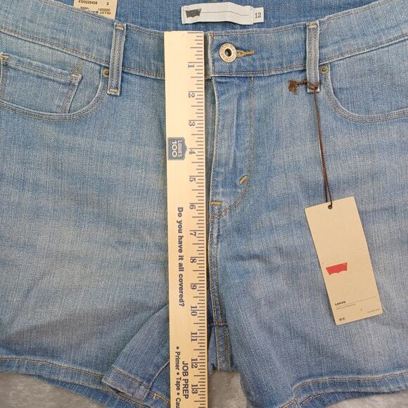 Levi's Denim Shorts Women's Size 12 Mom High Rise 4" Midi Blue Jean W31 Stretch - Picture 8 of 11